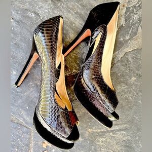 ALEXANDRE BIRMAN Python Peep-toe Stilettos
